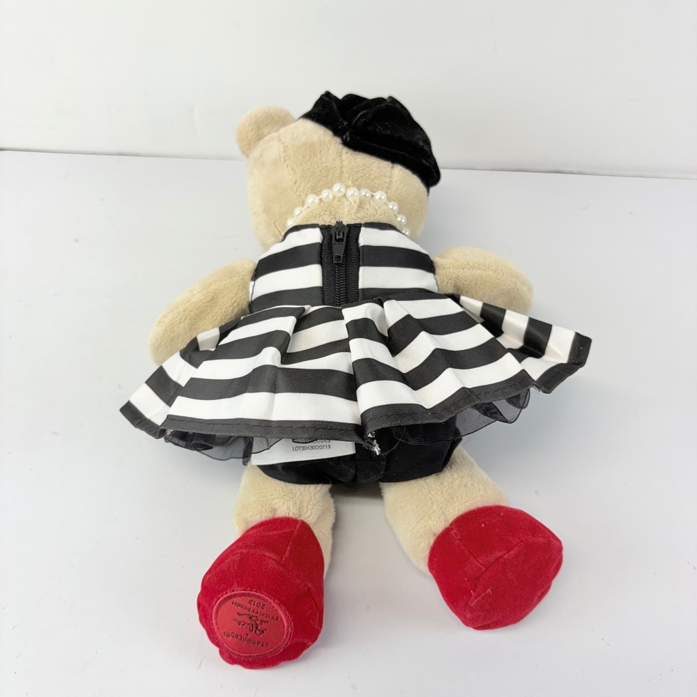 Starbucks Bearista Bear 2013 Plush 7" French Stripe Dress Beret Red Shoes - Picture 2 of 4